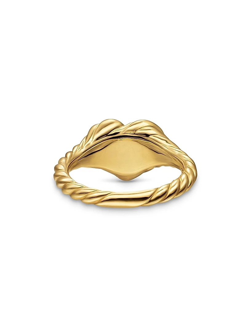 Sculpted Cable Heart Pinky Ring 18K Yellow Gold, 9MM
