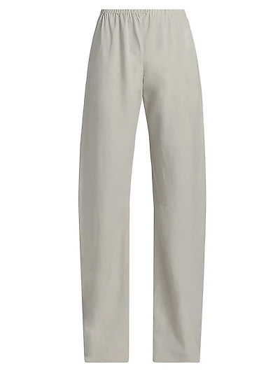 Gala Silk-Linen Pull-On Pants