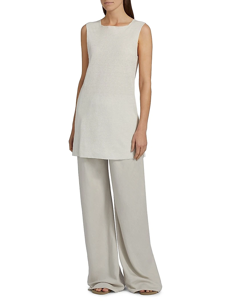 Jaylen Linen-Blend Longline Top