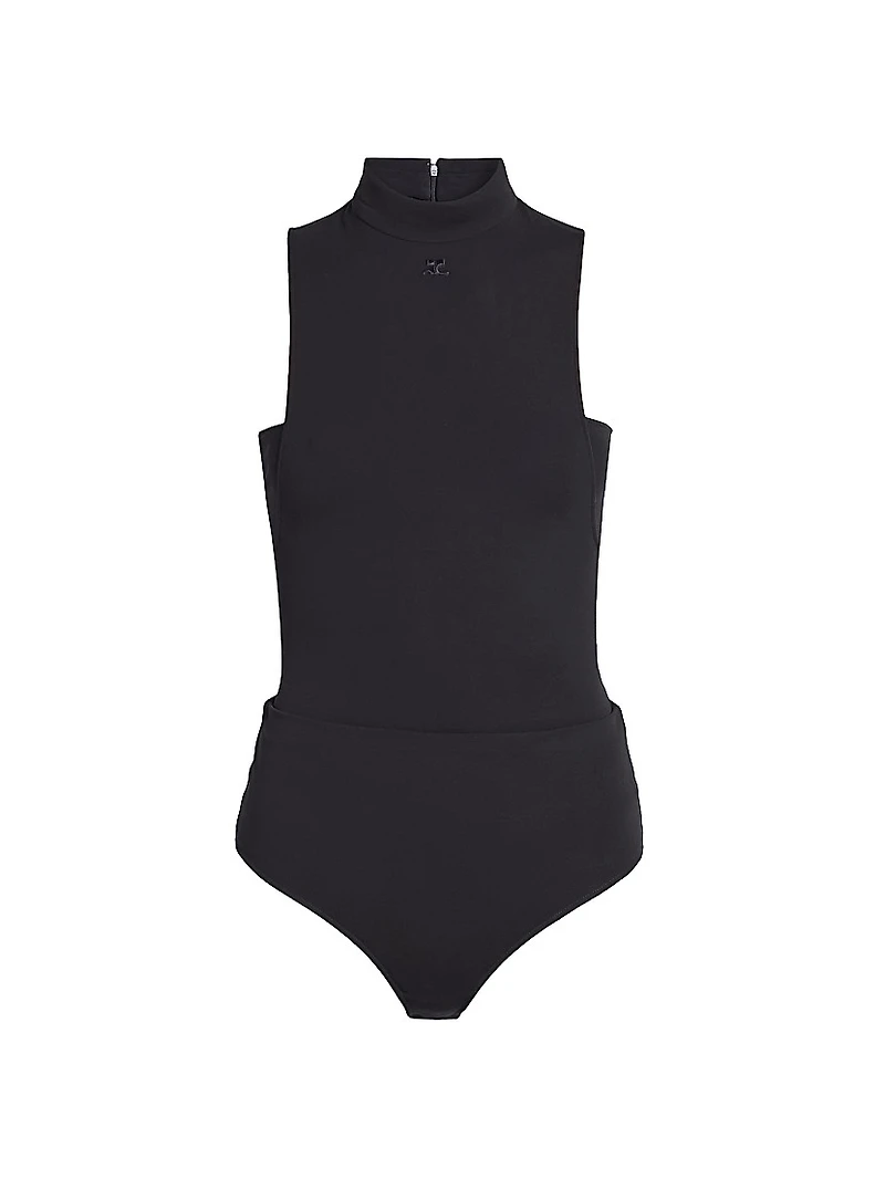 Crepe Jersey Mock Turtleneck Bodysuit