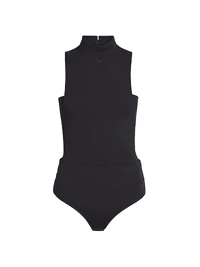 Crepe Jersey Mock Turtleneck Bodysuit