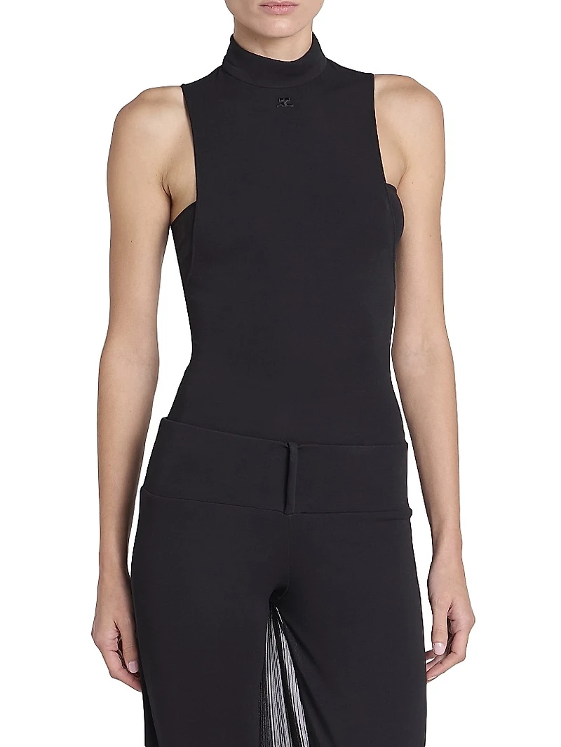 Crepe Jersey Mock Turtleneck Bodysuit