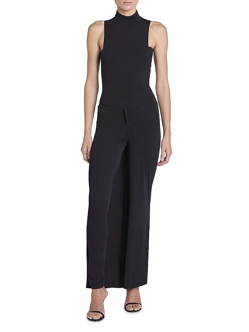 Crepe Jersey Mock Turtleneck Bodysuit