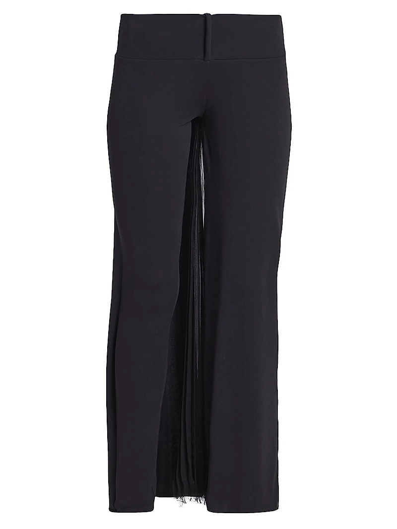 Infinity Pleats Cotton Jersey Low-Rise Wide-Leg Pants