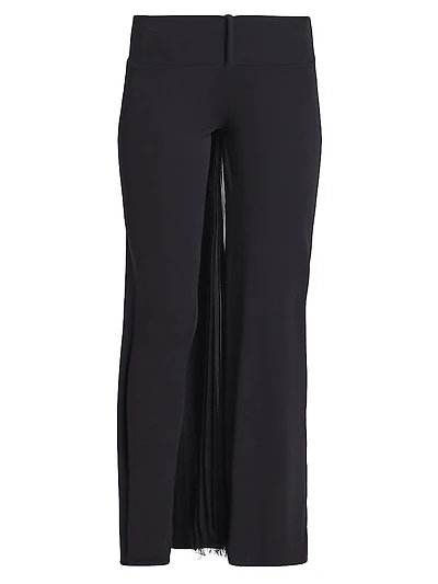Infinity Pleats Cotton Jersey Low-Rise Wide-Leg Pants