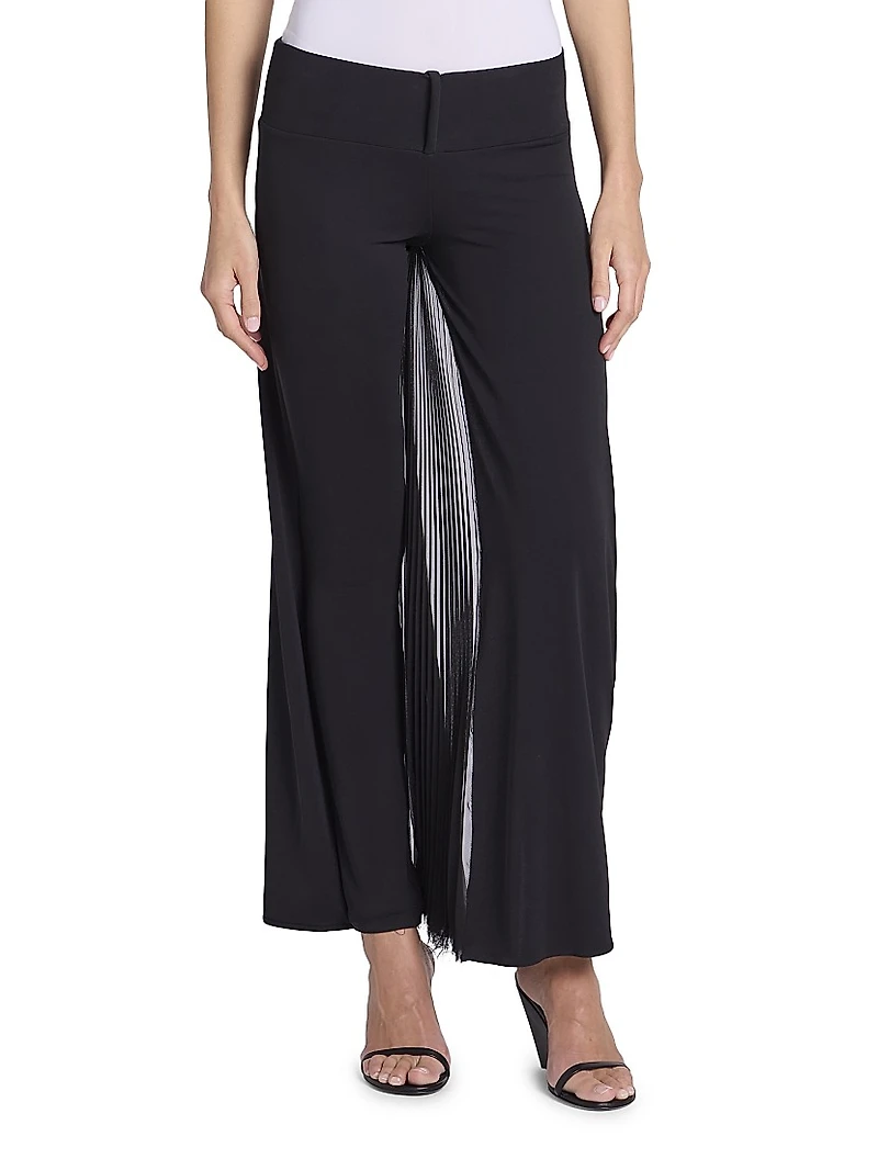 Infinity Pleats Cotton Jersey Low-Rise Wide-Leg Pants