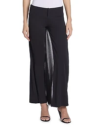 Infinity Pleats Cotton Jersey Low-Rise Wide-Leg Pants