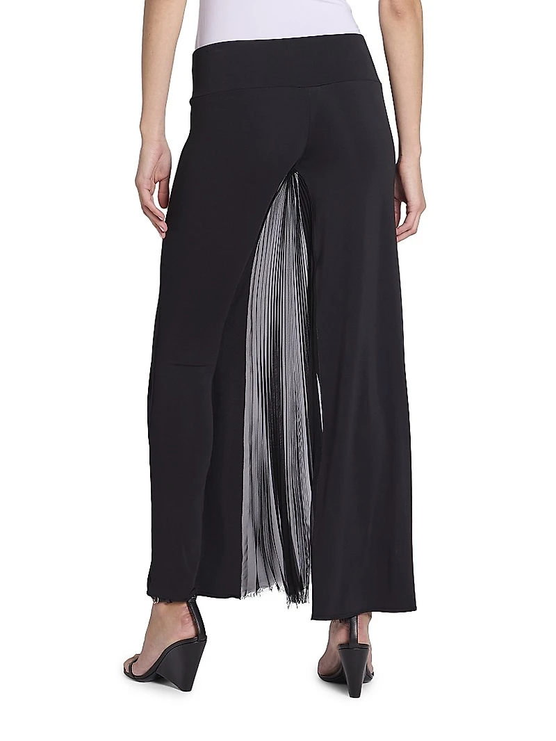 Infinity Pleats Cotton Jersey Low-Rise Wide-Leg Pants