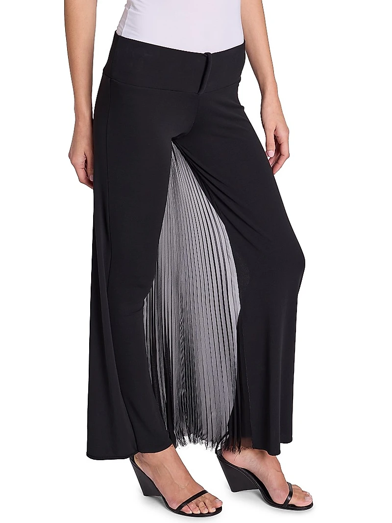 Infinity Pleats Cotton Jersey Low-Rise Wide-Leg Pants