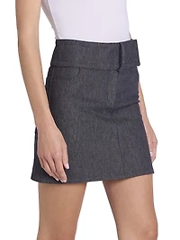 Belted Denim Miniskirt