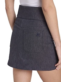 Belted Denim Miniskirt