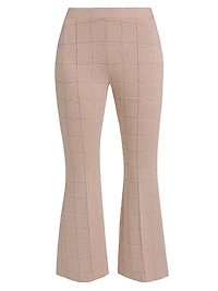 Plaid Cotton-Blend Flare Pants