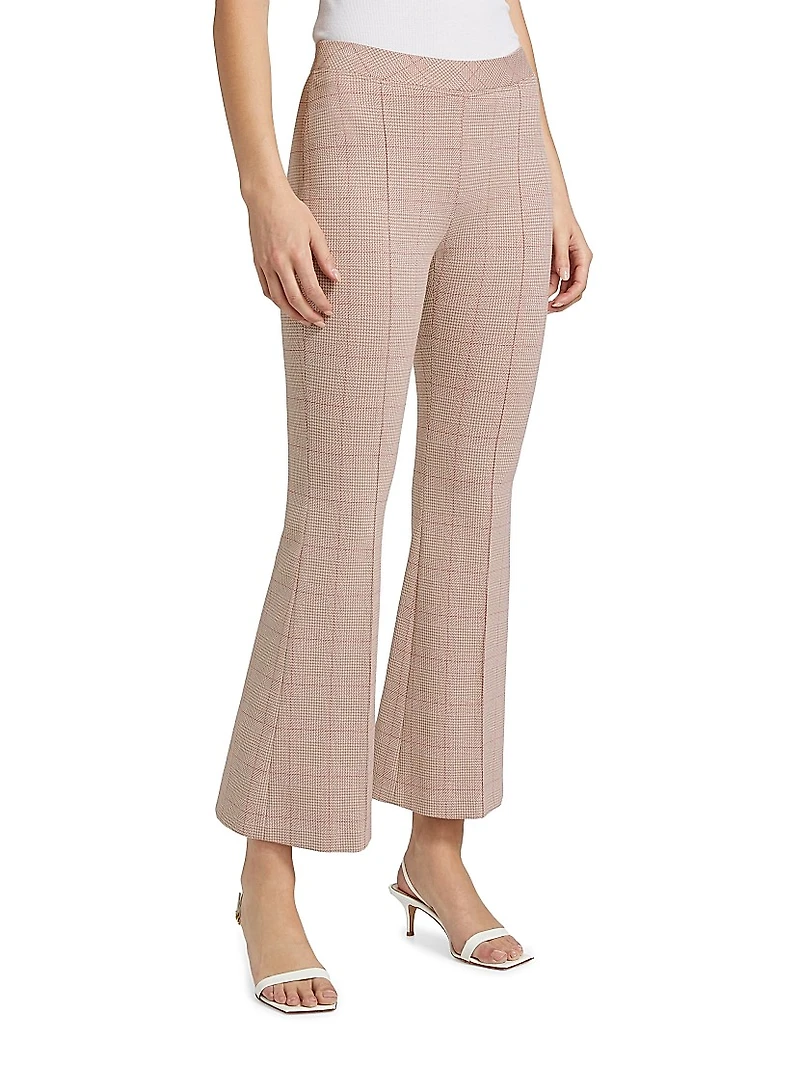 Plaid Cotton-Blend Flare Pants