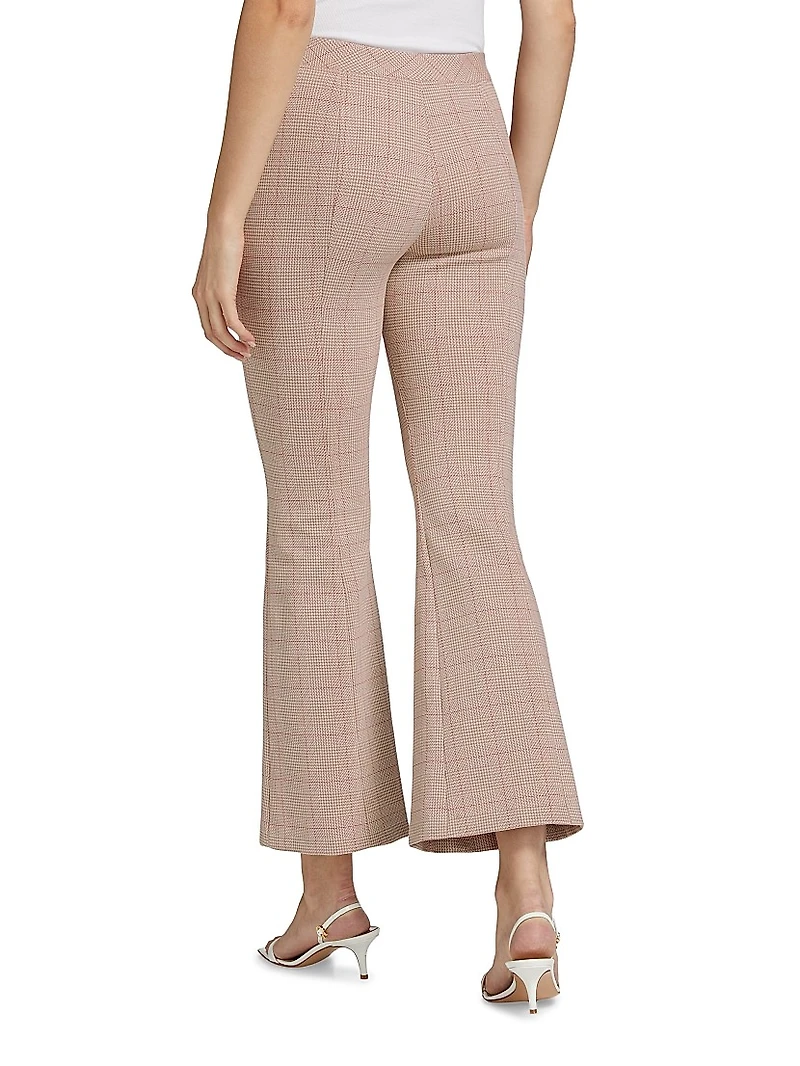 Plaid Cotton-Blend Flare Pants