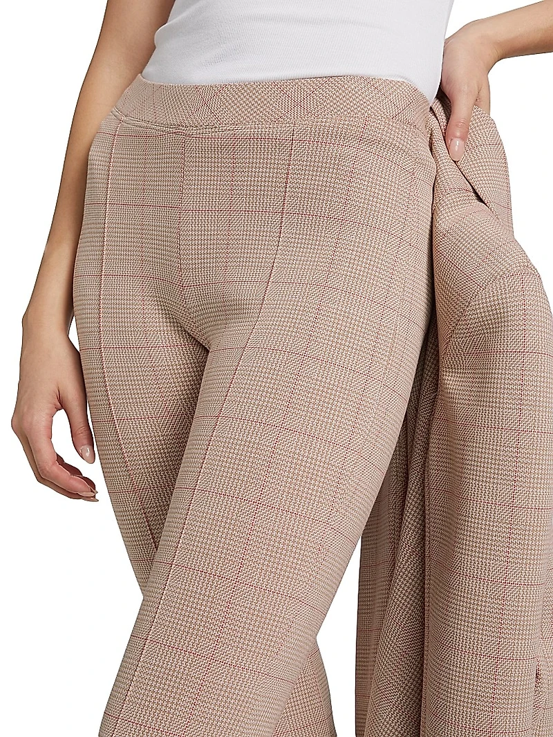 Plaid Cotton-Blend Flare Pants