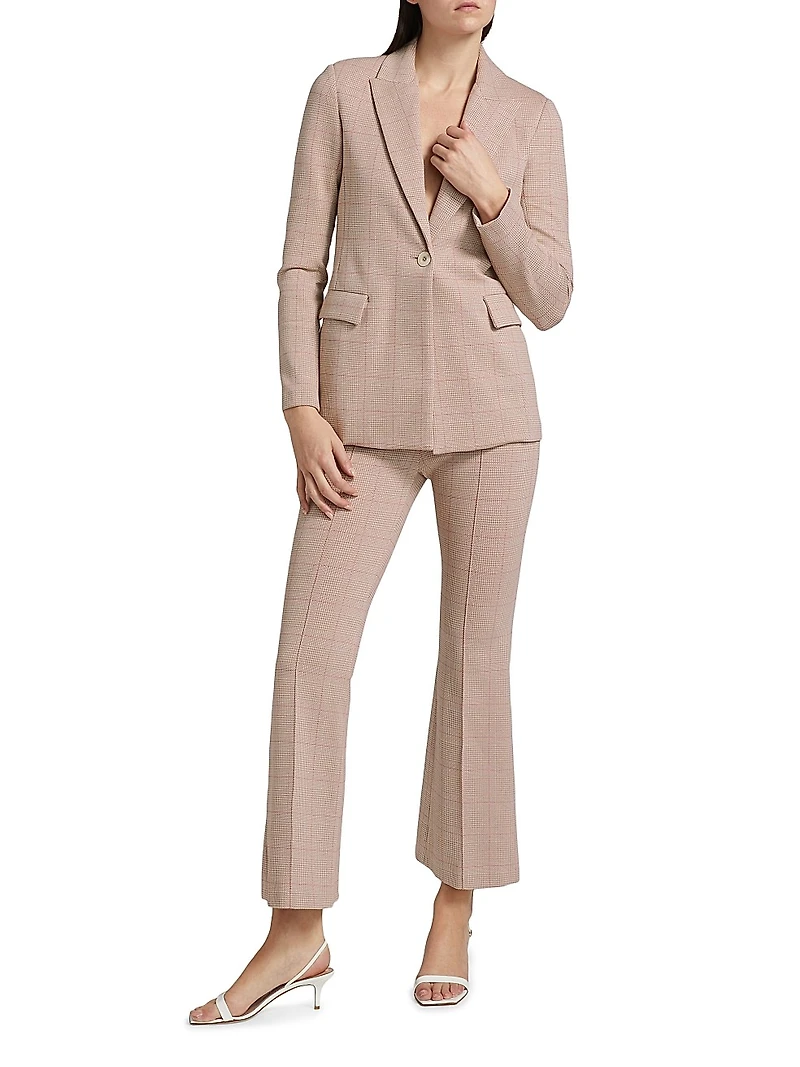 Plaid Cotton-Blend Flare Pants