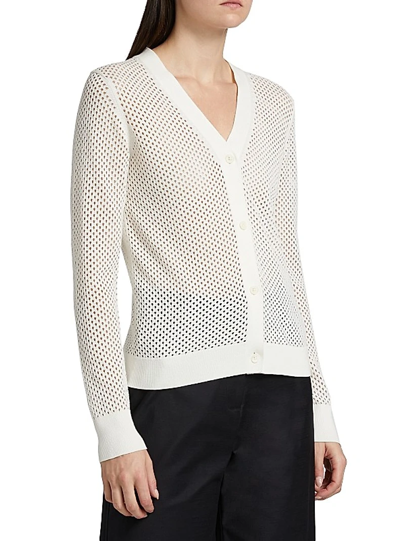 Pointelle Cotton-Blend Cardigan