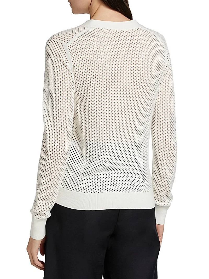 Pointelle Cotton-Blend Cardigan