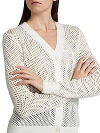 Pointelle Cotton-Blend Cardigan