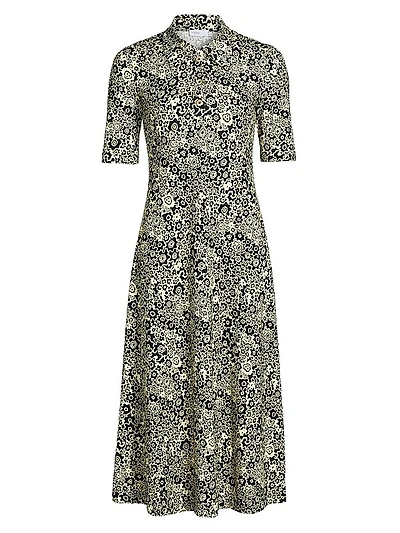 Floral Squiggle A-Line Polo Dress