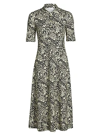 Floral Squiggle A-Line Polo Dress