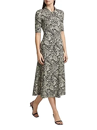 Floral Squiggle A-Line Polo Dress