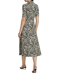 Floral Squiggle A-Line Polo Dress
