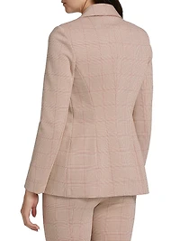 Plaid Stretch Cotton Peak-Lapel Jacket