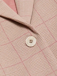 Plaid Stretch Cotton Peak-Lapel Jacket