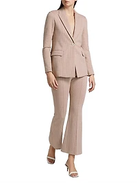 Plaid Stretch Cotton Peak-Lapel Jacket
