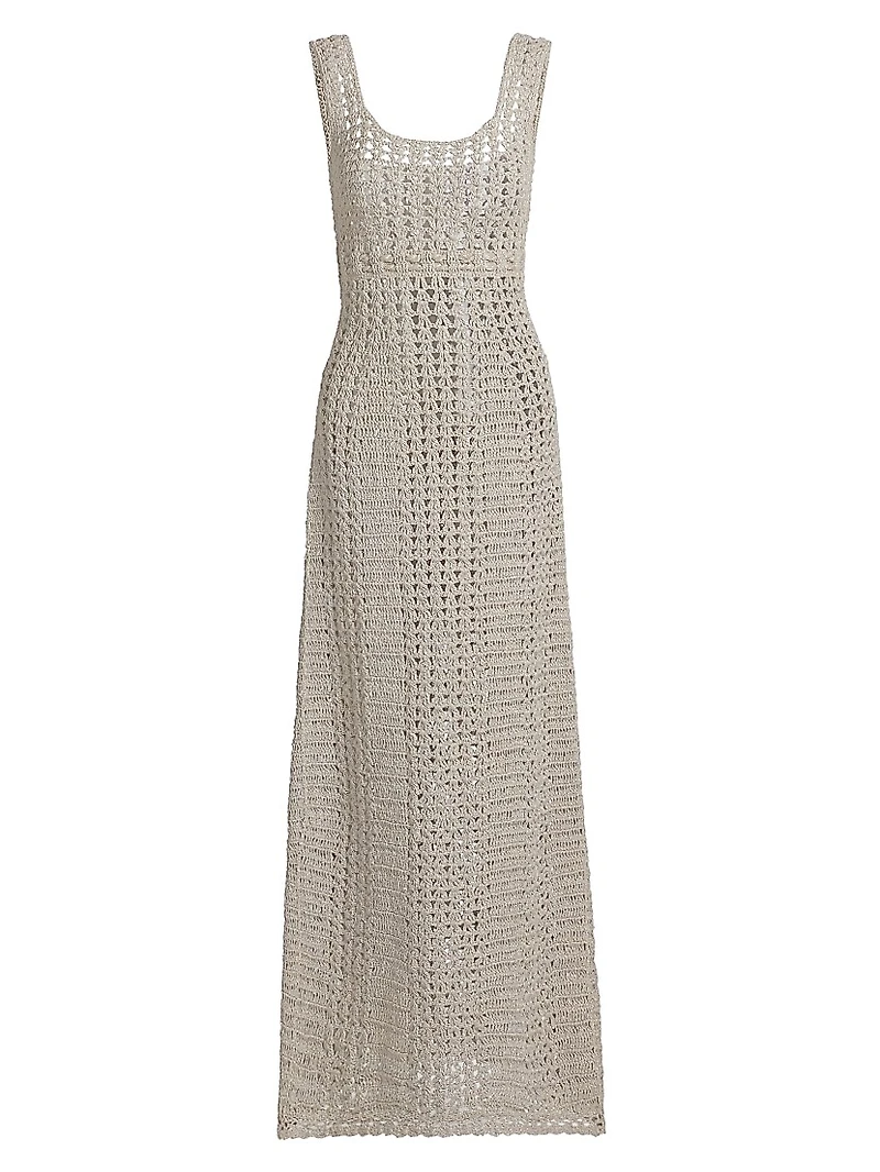 Hand-Crocheted Cotton Scoopneck Maxi Dress