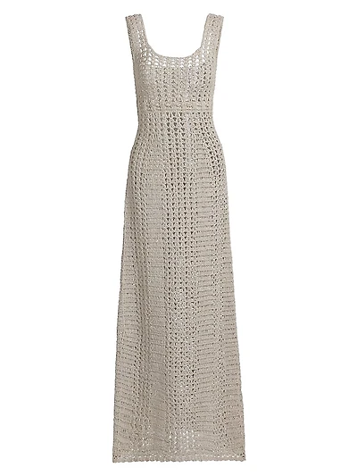 Hand-Crocheted Cotton Scoopneck Maxi Dress
