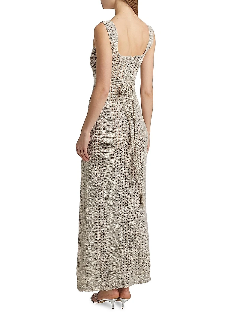 Hand-Crocheted Cotton Scoopneck Maxi Dress