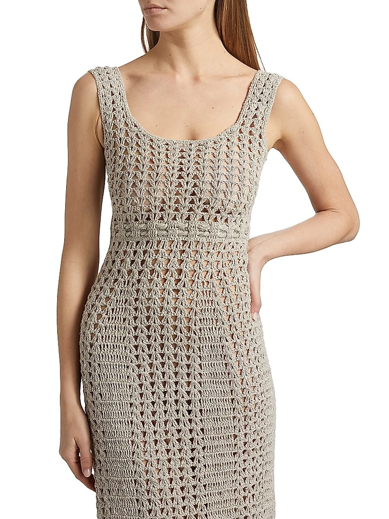 Hand-Crocheted Cotton Scoopneck Maxi Dress