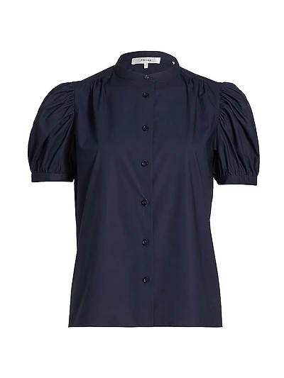 Gathered Puff-Sleeve Top