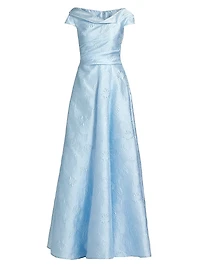 Floral Jacquard Fit & Flare Gown