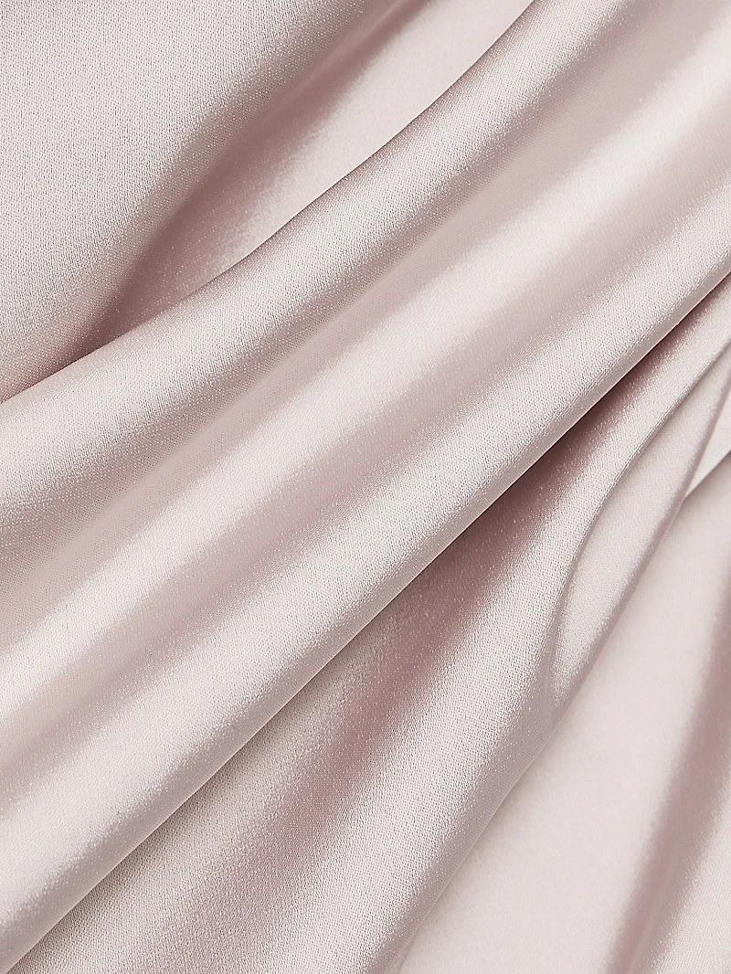 Satin Draped Cape-Sleeve Gown