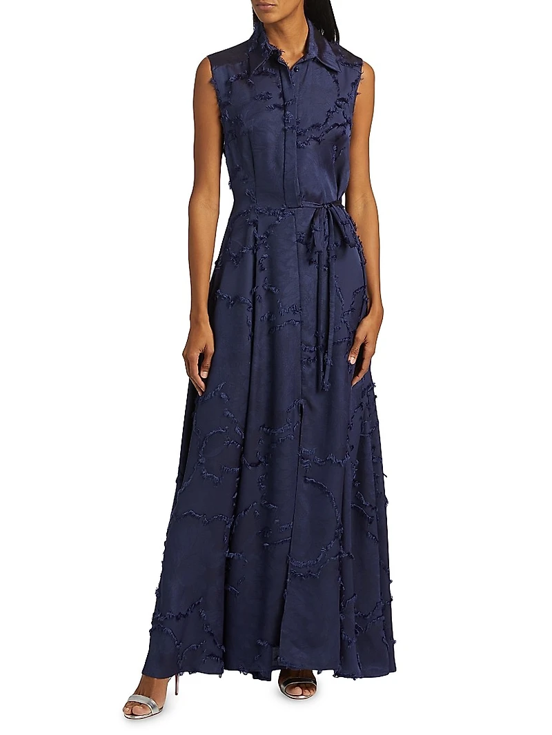 Satin Sleeveless Maxi Shirtdress