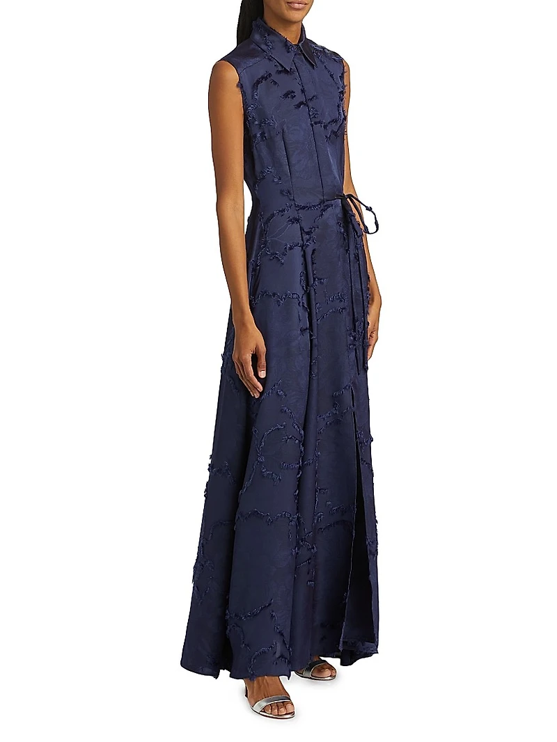 Satin Sleeveless Maxi Shirtdress