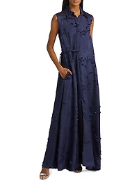 Satin Sleeveless Maxi Shirtdress