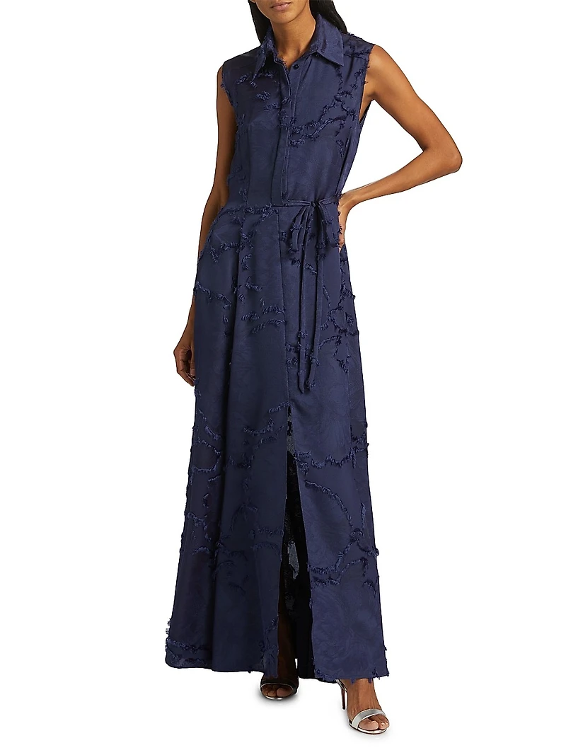 Satin Sleeveless Maxi Shirtdress