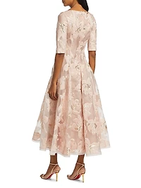Floral Jacquard Fit & Flare Midi-Dress