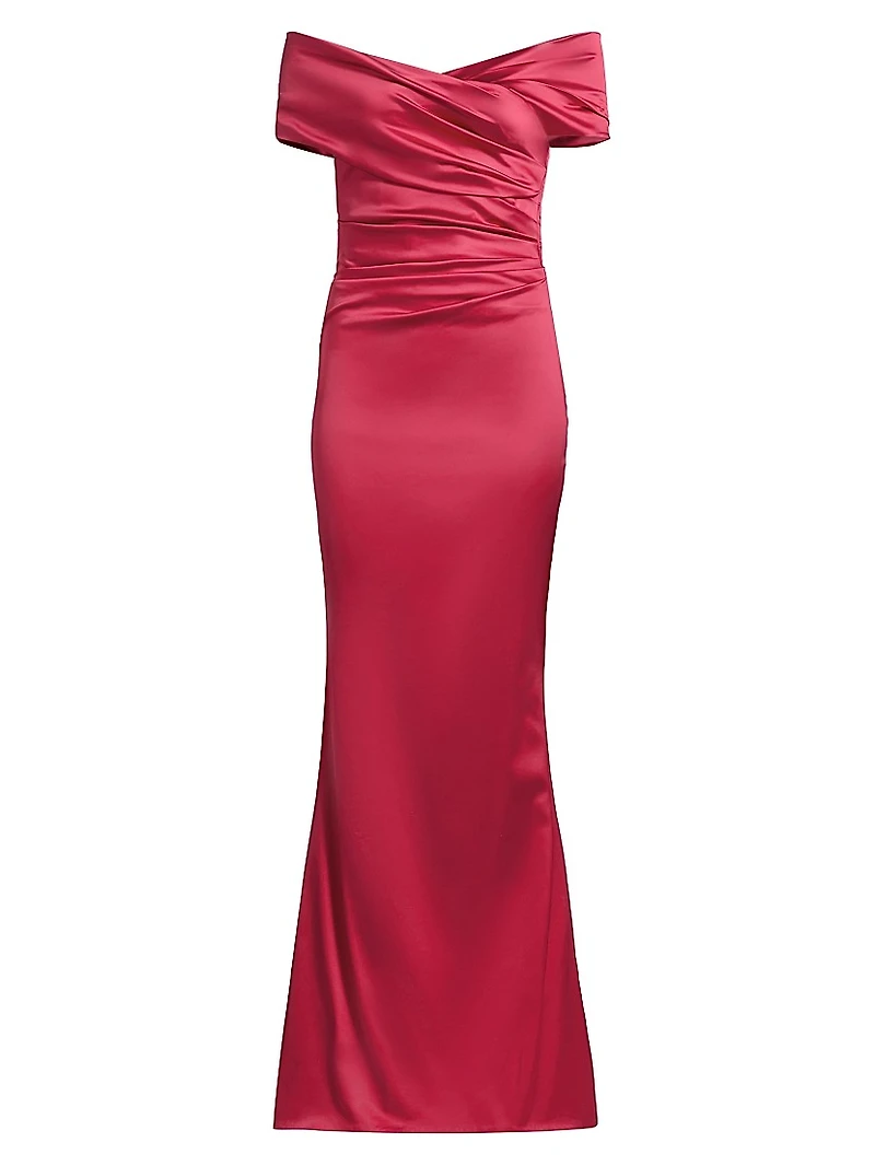 Satin Off-The-Shoulder Mermaid Gown