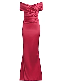 Satin Off-The-Shoulder Mermaid Gown