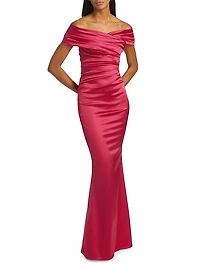 Satin Off-The-Shoulder Mermaid Gown