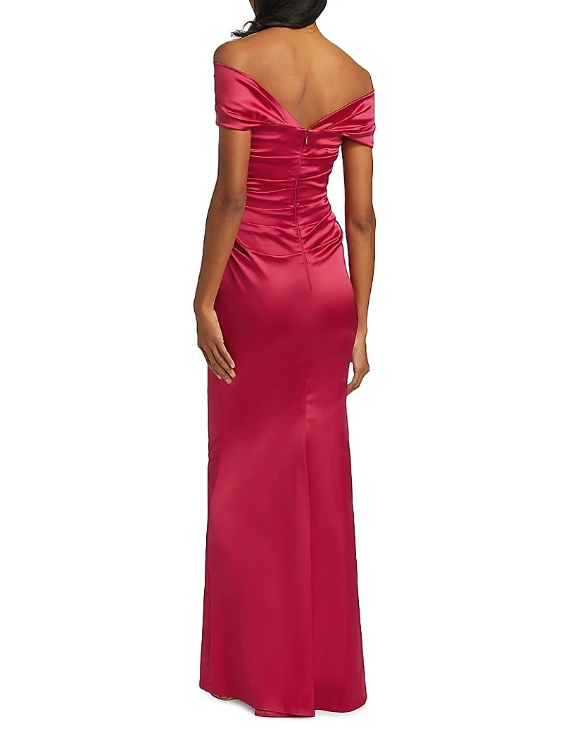 Satin Off-The-Shoulder Mermaid Gown