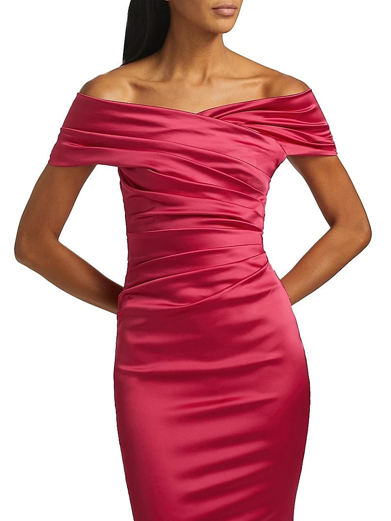 Satin Off-The-Shoulder Mermaid Gown