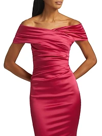 Satin Off-The-Shoulder Mermaid Gown