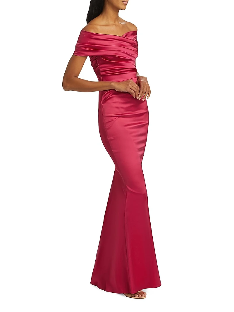 Satin Off-The-Shoulder Mermaid Gown