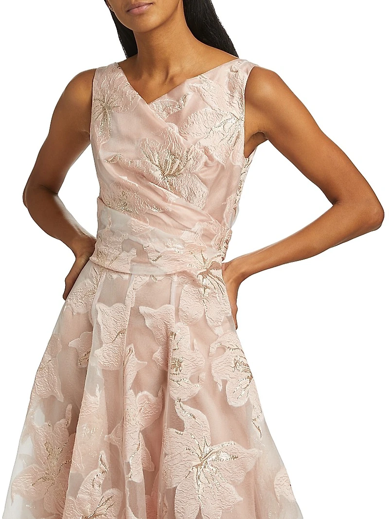 Floral Jacquard Fit & Flare Gown